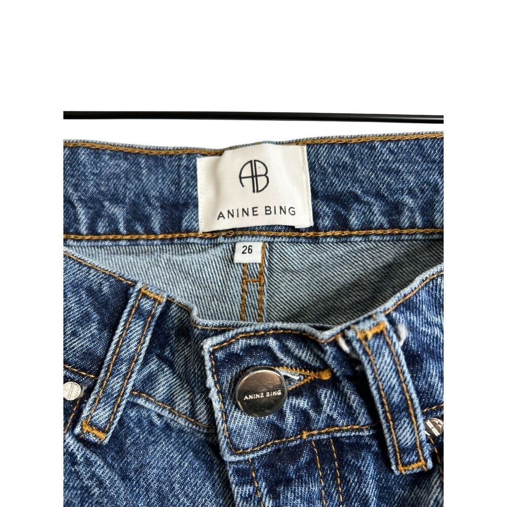 Anine Bing Sonya Jeans Indigo Blue Size 26 Button Fly Straight Leg - Picture 4 of 7